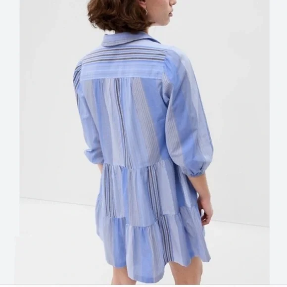 GAP Blue Striped Tiered Mini Dress - Picture 2 of 14